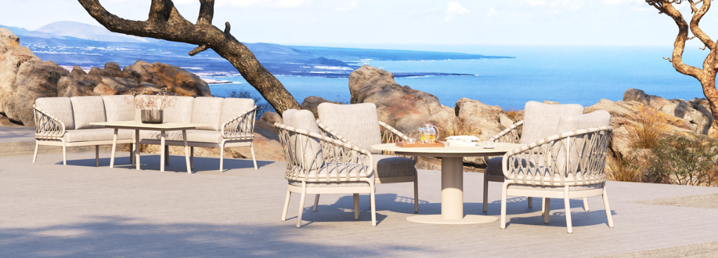Seto Teak Loungeset Complete | Crème White | 4-Delig Tuinmeubelset