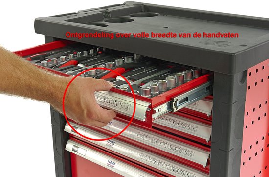 HBM Premium Gevulde Gereedschapswagen 154-Delig - 47 x 70 x 100 cm - Rood