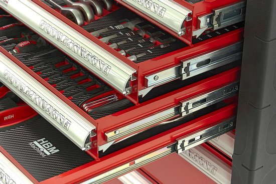 HBM Premium Gevulde Gereedschapswagen 154-Delig - 47 x 70 x 100 cm - Rood