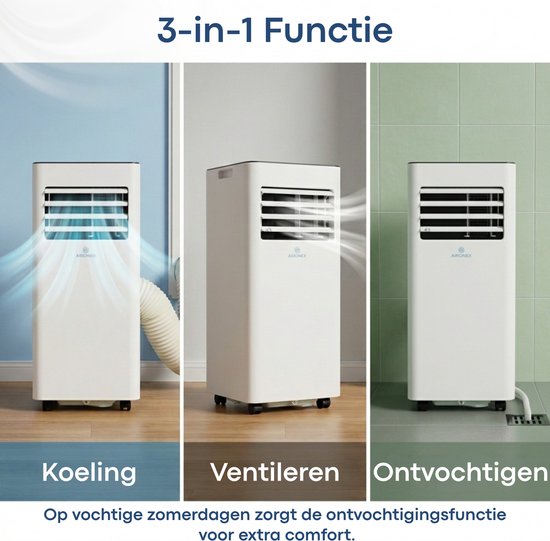 Molox Mobiele Airco 7000 BTU — 3-in-1 Stil & Compact + GRATIS Raamafdichting