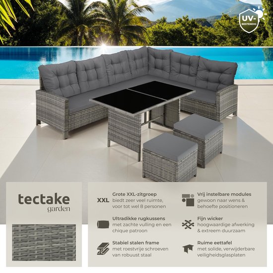 Wicker Zitgroep 6-8 Personen  + GRATIS Kussens