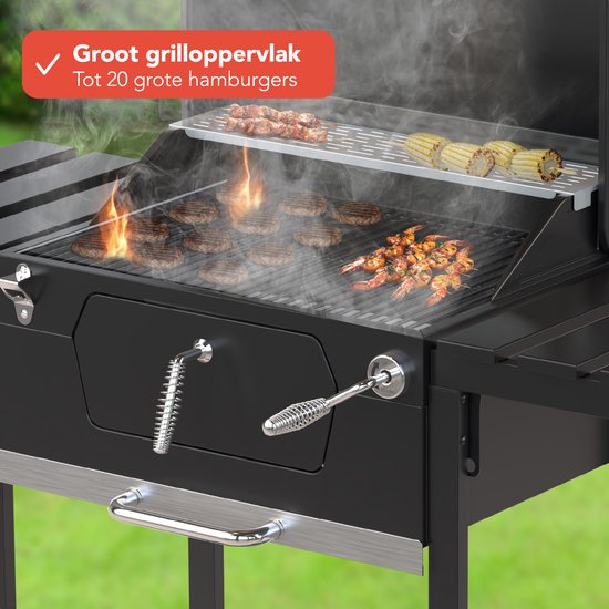 KitchenBrothers 2-in-1 Houtskool BBQ & Smoker  100% PFAS-Vrij