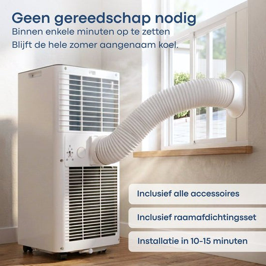 Molox Mobiele Airco 7000 BTU — 3-in-1 Stil & Compact + GRATIS Raamafdichting