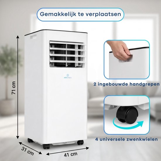 Molox Mobiele Airco 7000 BTU — 3-in-1 Stil & Compact + GRATIS Raamafdichting