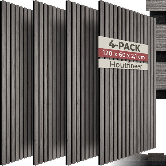 Akoestische Panelen - Set van 4  - 60 x 120 cm - 2,88 m²   - Geluidsisolatie