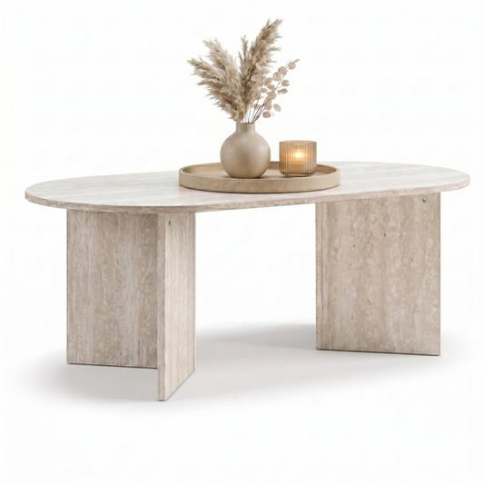 Luxe Salontafel Ovaal - Travertin - 100 x 50 x 37,5 cm