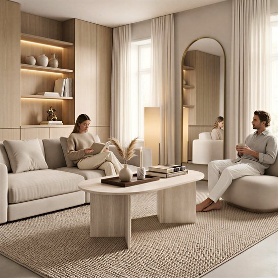Luxe Salontafel Ovaal - Travertin - 100 x 50 x 37,5 cm