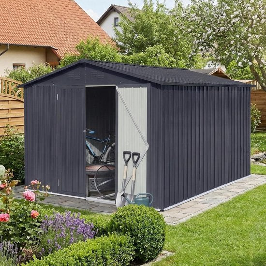 Tuinhuisje 2XL – Gegalvaniseerd Metaal Antraciet | 15,5m³ Opslagruimte | Incl. Slot & Gereedschapshaken