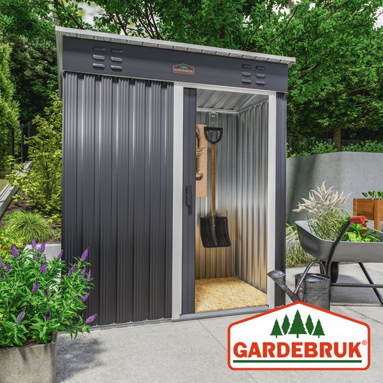 Gardebruk Tuinhuisje 181x162x86cm | Metaal Antraciet | Schuifdeur + 4 Haken
