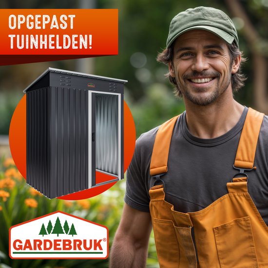 Gardebruk Tuinhuisje 181x162x86cm | Metaal Antraciet | Schuifdeur + 4 Haken