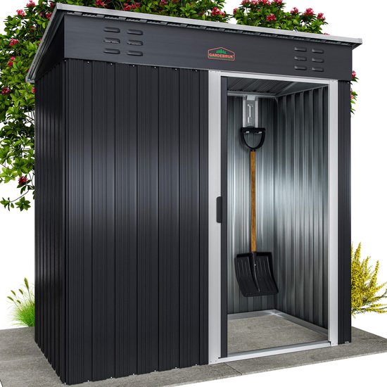 Gardebruk Tuinhuisje 181x162x86cm | Metaal Antraciet | Schuifdeur + 4 Haken