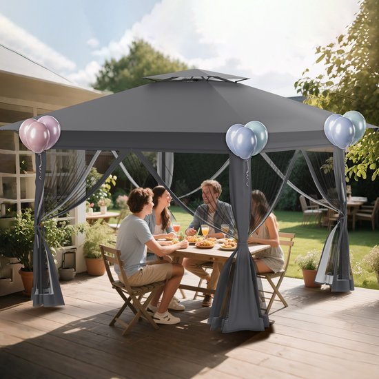 NAIZY  Partytent 4x4m | Anti-Muggen Zijwand |  Hoogteverstelbaar