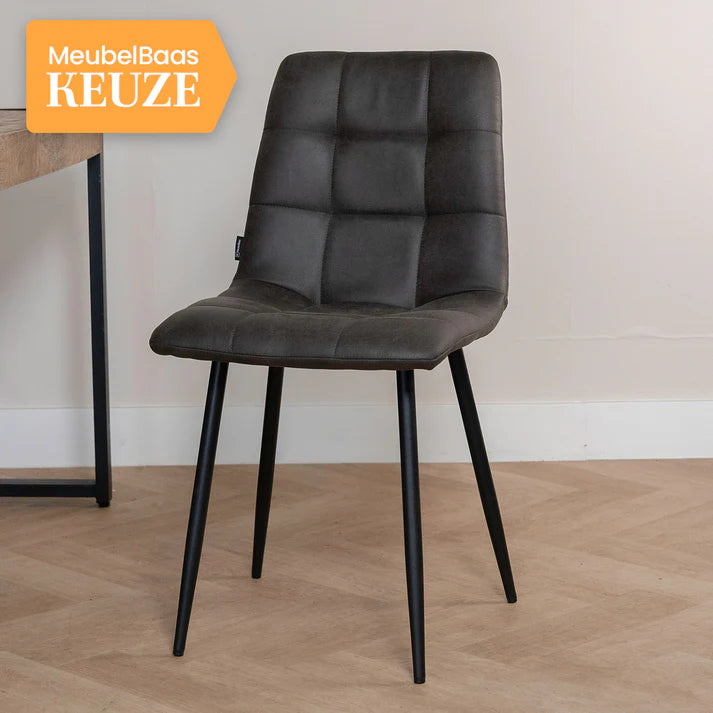 Eetkamerstoel Tess - Luxe Micro Suède Taupe