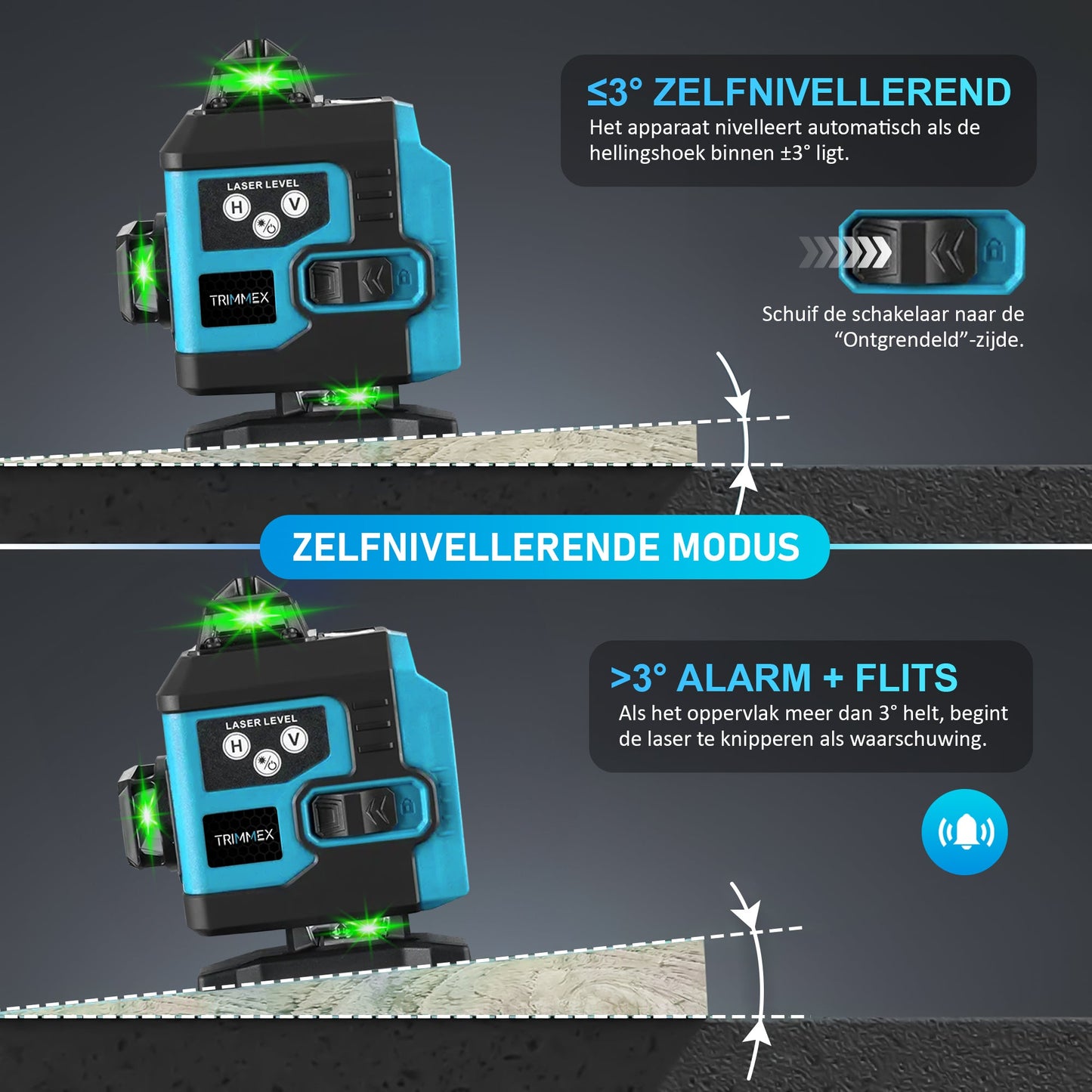 Trimmex® Kruislijnlaser - Nooit meer scheef!