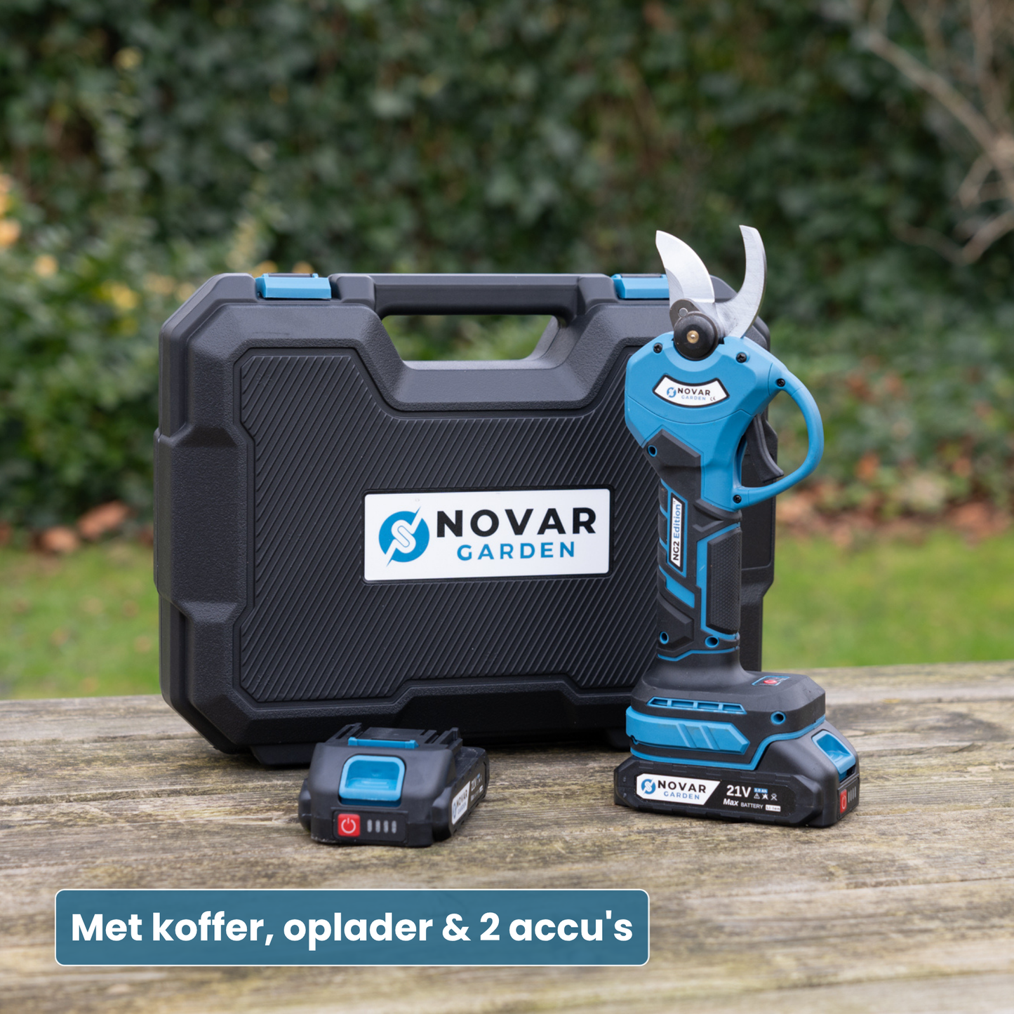 NG2 Accu Snoeischaar – Compleet set met koffer, oplader en twee 2.0Ah accu's